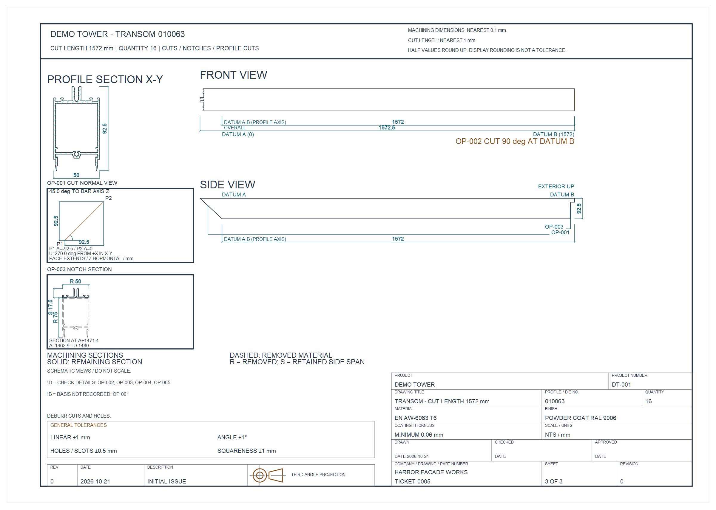 Transom work order
